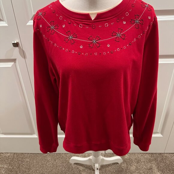 Koret red blouse with embroidered pattern size large - Picture 1 of 3